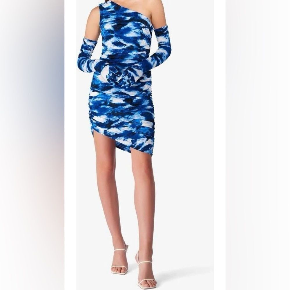 NWOT Miscreants London x Revolve Tie Dye Ruched Mini Dress w/ Gloves Size 8